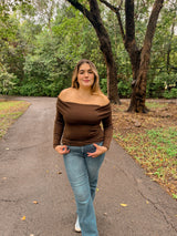 Aimee- Off the shoulder top (Brown)